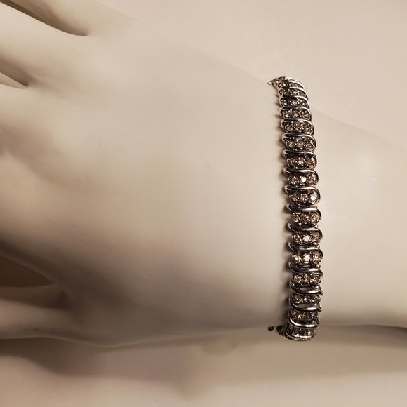 DIAMOND TENNIS BRACELET 14K WHITE GOLD - Picture 2 of 12